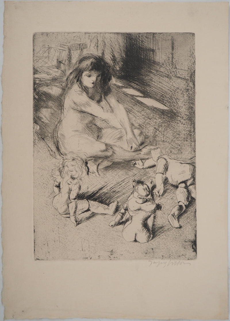 Jacques VILLON : Les poupées, Gravure originale signée