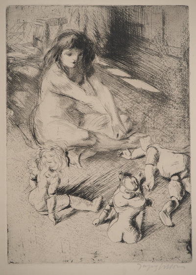 Jacques VILLON : Les poupées, Gravure originale signée