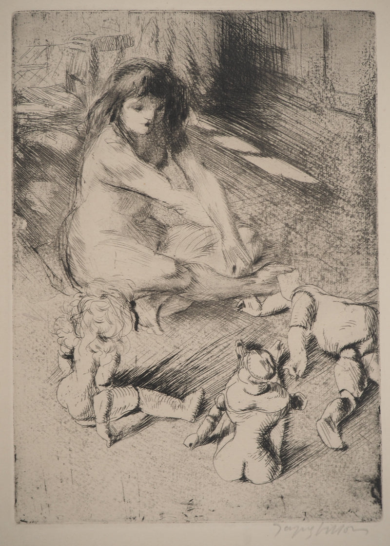 Jacques VILLON : Les poupées, Gravure originale signée