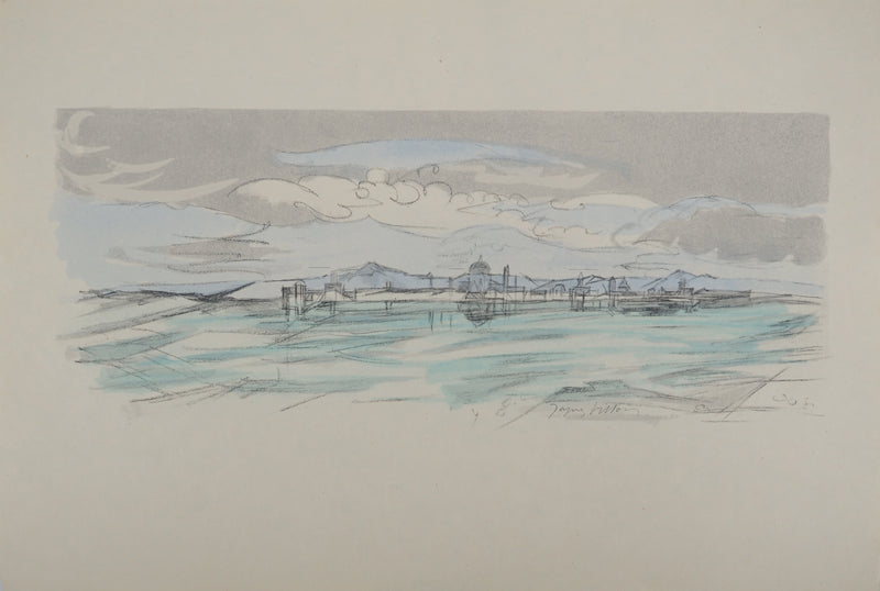 Jacques VILLON : Paysage italien, Lithographie originale signée