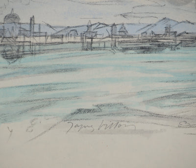 Jacques VILLON : Paysage italien, Lithographie originale signée
