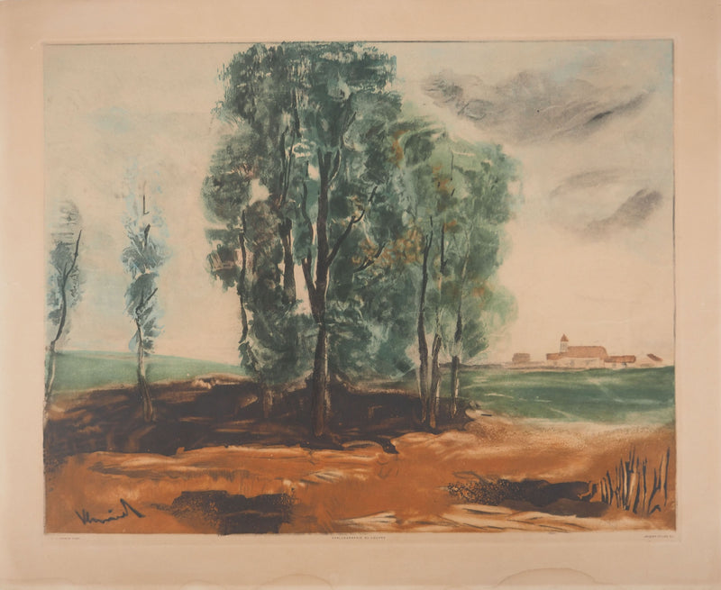Maurice DE VLAMINCK : Paysage arboré, Gravure signée