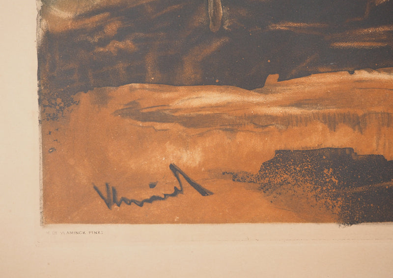 Maurice DE VLAMINCK : Paysage arboré, Gravure signée