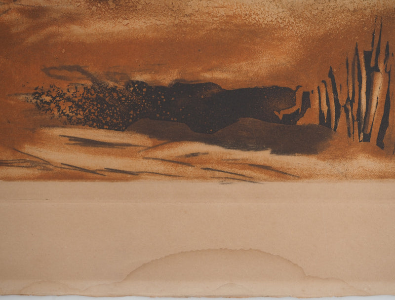 Maurice DE VLAMINCK : Paysage arboré, Gravure signée