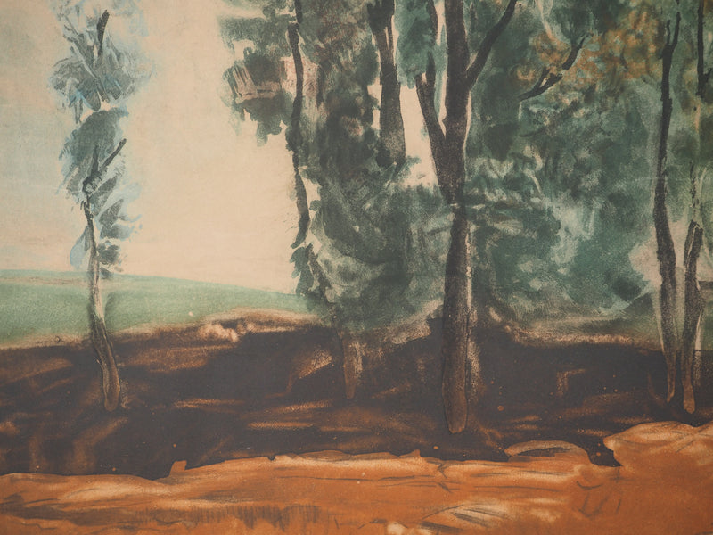 Maurice DE VLAMINCK : Paysage arboré, Gravure signée