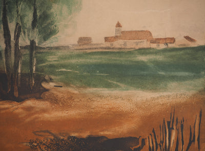 Maurice DE VLAMINCK : Paysage arboré, Gravure signée
