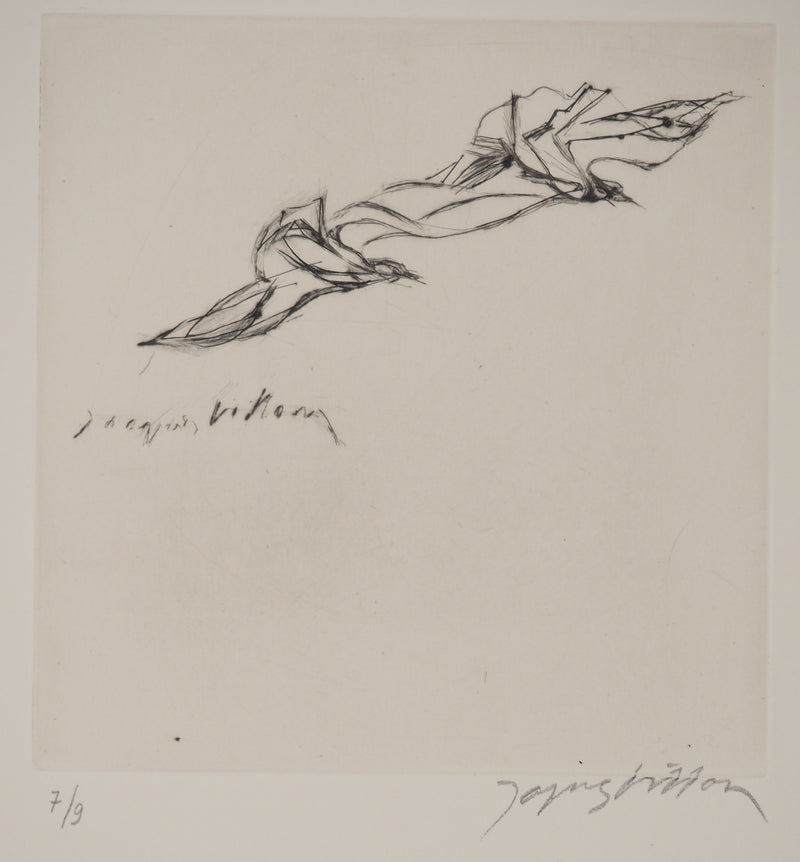 Jacques VILLON : Les deux colombes, Gravure originale signée