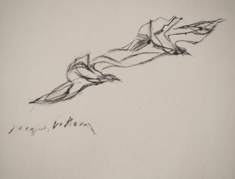 Jacques VILLON : Les deux colombes, Gravure originale signée