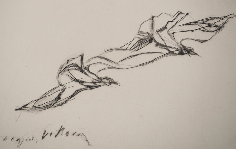Jacques VILLON : Les deux colombes, Gravure originale signée