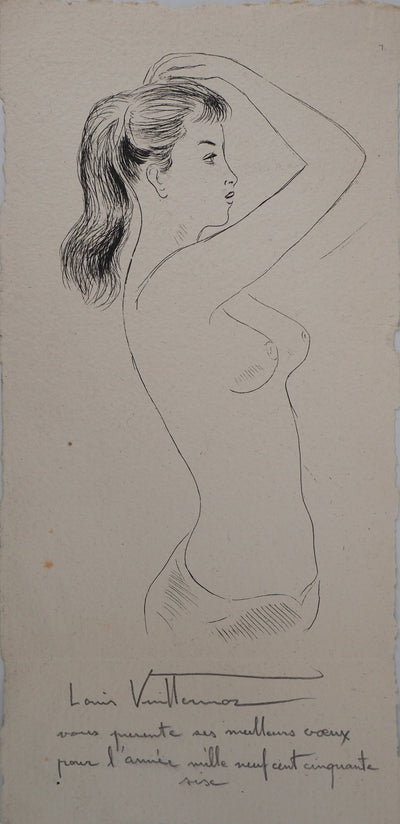 Louis VUILLERMOZ : Nu d'une femme, Gravure originale (vue générale) - Crédit photo : Galerie Art.Paris