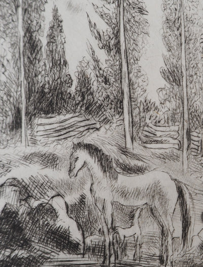 Hermine DAVID : Sentier en forêt, Gravure originale signée