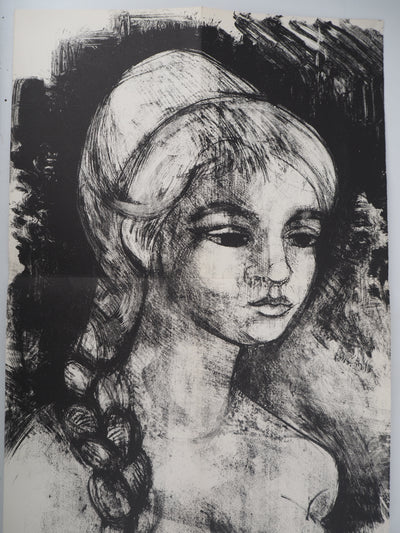 André MINAUX : Portrait féminin , Lithographie originale (photo de détail 4) - Crédit photo : Galerie Art.Paris