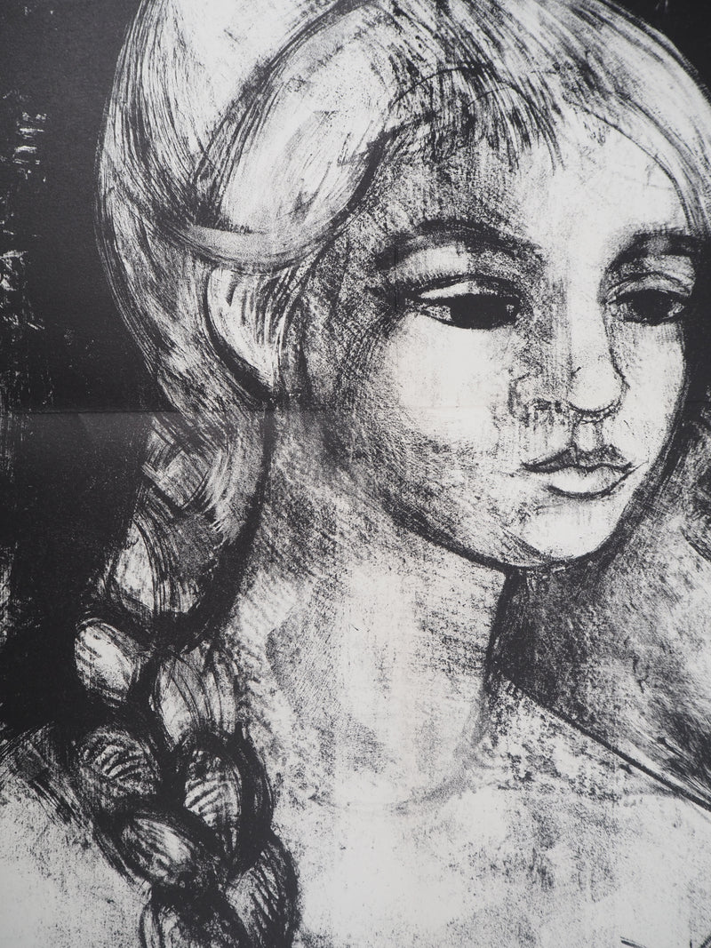 André MINAUX : Portrait féminin , Lithographie originale (photo de détail 5) - Crédit photo : Galerie Art.Paris