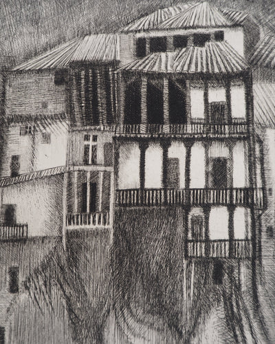 Janine ACREMANT : Vue sur une maison, Gravure originale (photo de détail 4) - Crédit photo : Galerie Art.Paris