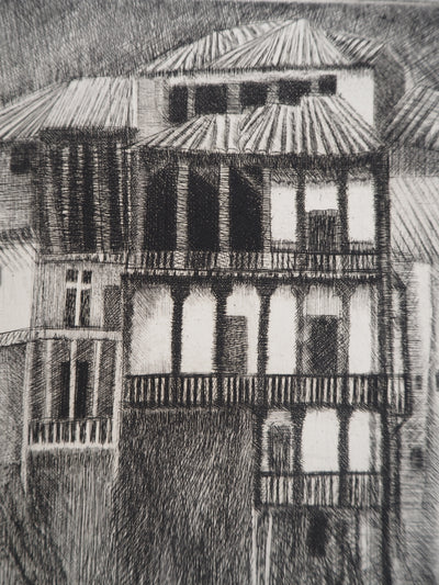 Janine ACREMANT : Vue sur une maison, Gravure originale (photo de détail 6) - Crédit photo : Galerie Art.Paris