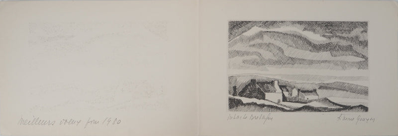 Simone GOUYON : Paysage en Bretagne, Gravure originale (vue générale) - Crédit photo : Galerie Art.Paris