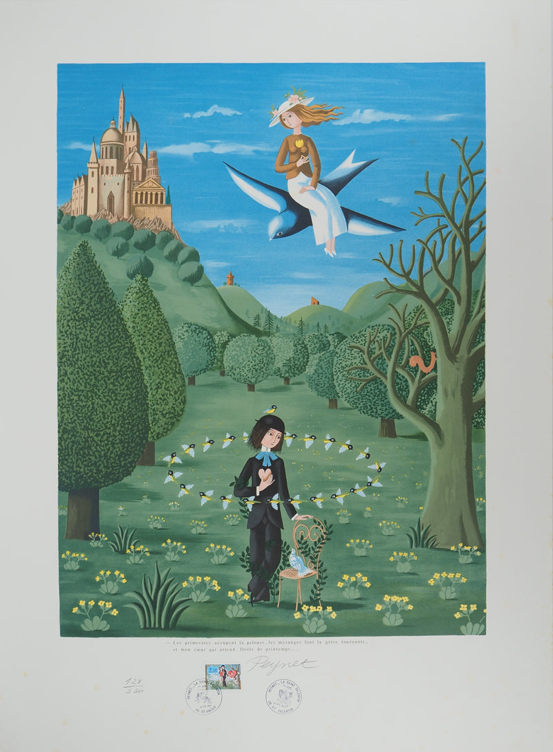 Raymond PEYNET : Le printemps amoureux, Lithographie originale signée