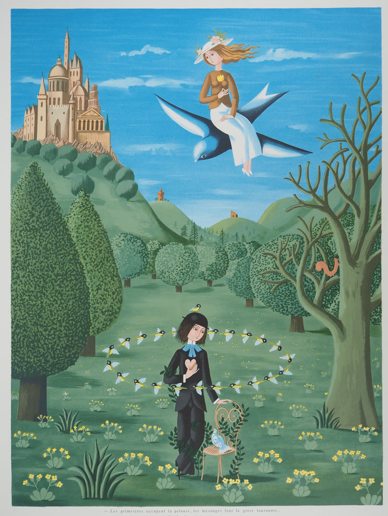 Raymond PEYNET : Le printemps amoureux, Lithographie originale signée
