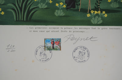 Raymond PEYNET : Le printemps amoureux, Lithographie originale signée