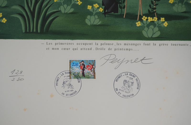 Raymond PEYNET : Le printemps amoureux, Lithographie originale signée
