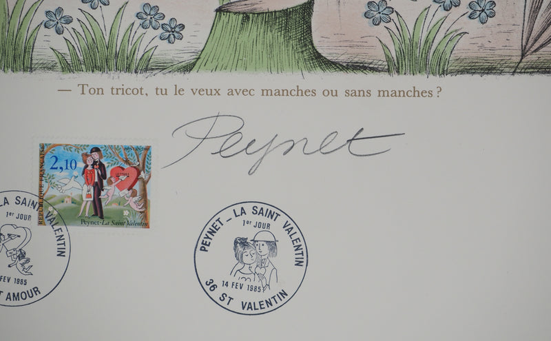 Raymond Peynet : Les amoureux, le kiosque à musique, Lithographie originale signée
