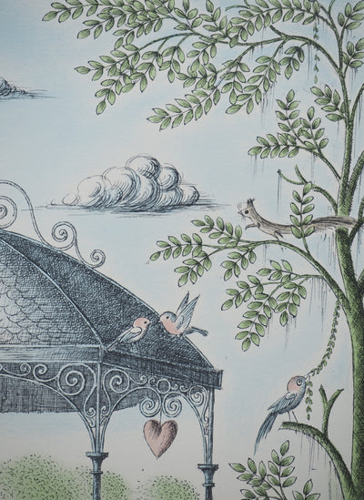 Raymond Peynet : Les amoureux, le kiosque à musique, Lithographie originale signée
