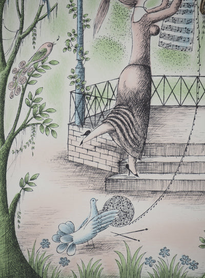 Raymond Peynet : Les amoureux, le kiosque à musique, Lithographie originale signée