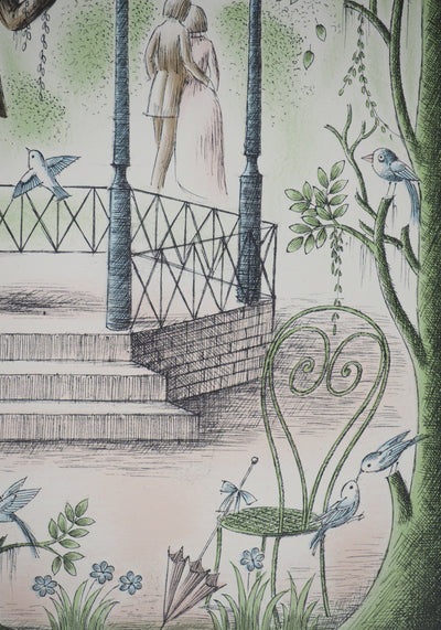 Raymond Peynet : Les amoureux, le kiosque à musique, Lithographie originale signée