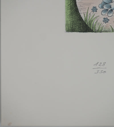 Raymond Peynet : Les amoureux, le kiosque à musique, Lithographie originale signée