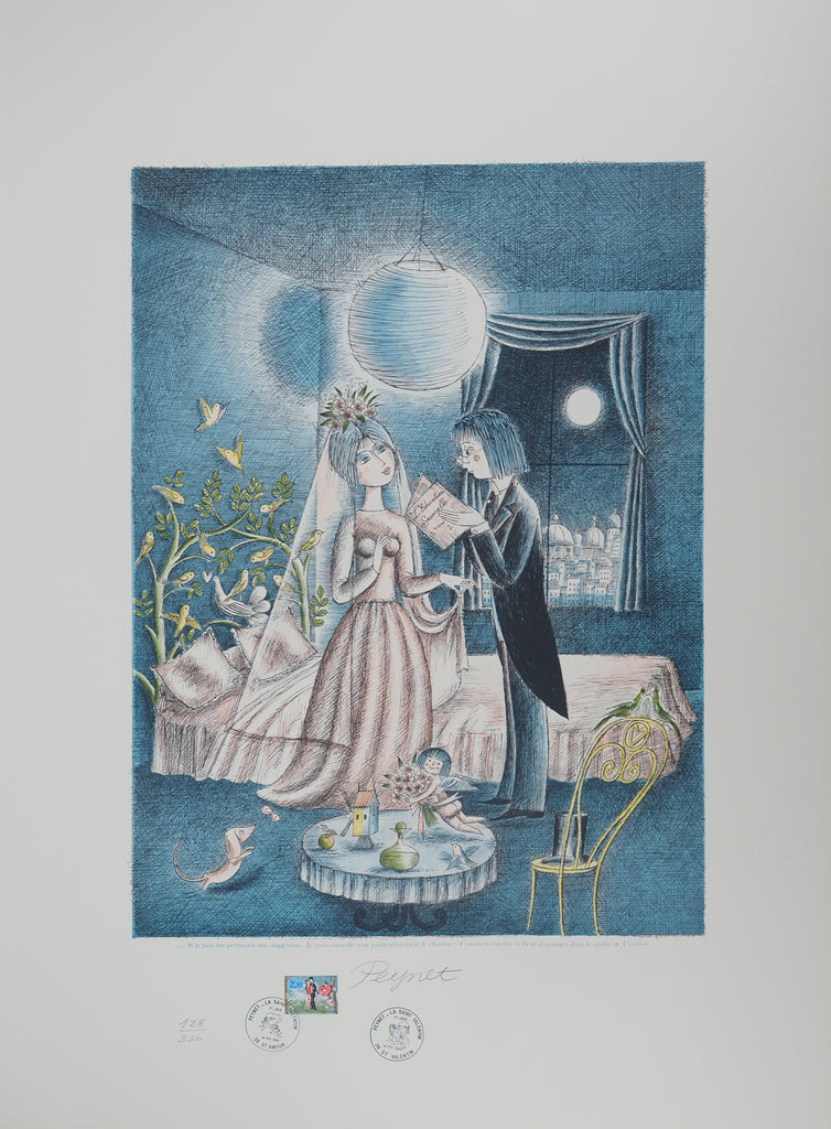 Raymond Peynet 絵画　美術 Raymond PEYNET: The Lovers: Cupid's Garden, 1985, Original