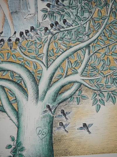 Raymond PEYNET : Les amoureux, le couple dans l'arbre, Lithographie originale signée