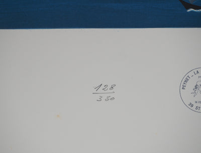 Raymond PEYNET : Les amoureux, poisson dans le ciel, Lithographie originale signée