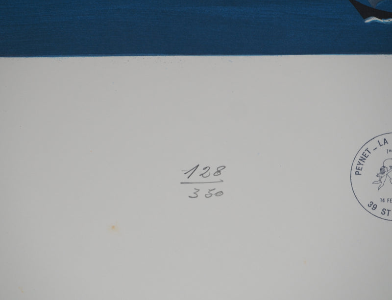 Raymond PEYNET : Les amoureux, poisson dans le ciel, Lithographie originale signée