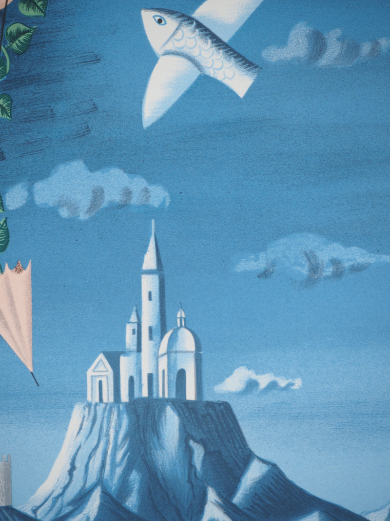 Raymond PEYNET : Les amoureux, poisson dans le ciel, Lithographie originale signée