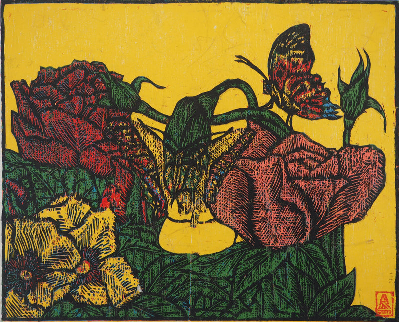Reno MEGY SETIAWAN : Wild Rose II, Gravure originale signée