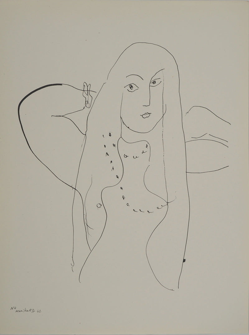 Henri MATISSE : La femme au collier de perles, Lithographie originale (vue générale) - Crédit photo : Galerie Art.Paris