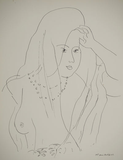 Henri MATISSE : Nu aux perles et au voile, Lithographie originale (vue générale) - Crédit photo : Galerie Art.Paris