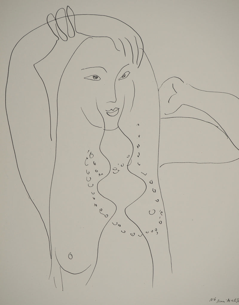 Henri MATISSE : Le visage découvert, Lithographie originale (vue générale) - Crédit photo : Galerie Art.Paris