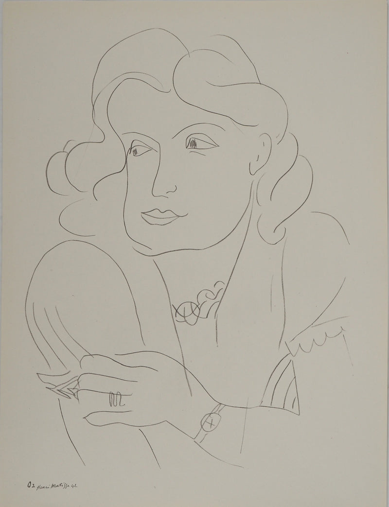 Henri MATISSE : La femme pensante, Lithographie originale (vue générale) - Crédit photo : Galerie Art.Paris