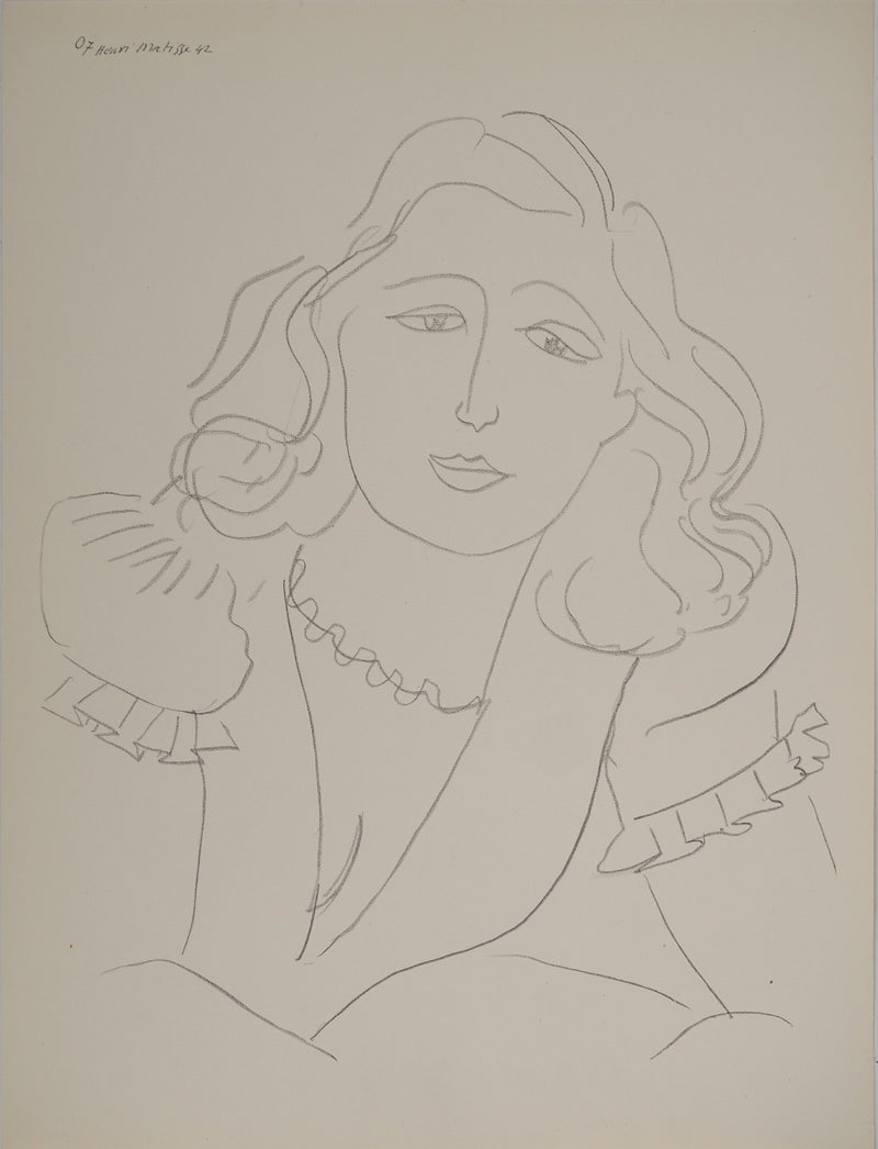 Henri MATISSE : Muse en robe de marié, Lithographie originale (vue générale) - Crédit photo : Galerie Art.Paris