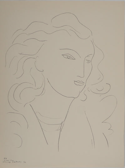 Henri MATISSE : Muse aux cheveux dans le ven, Lithographie originale (vue générale) - Crédit photo : Galerie Art.Paris