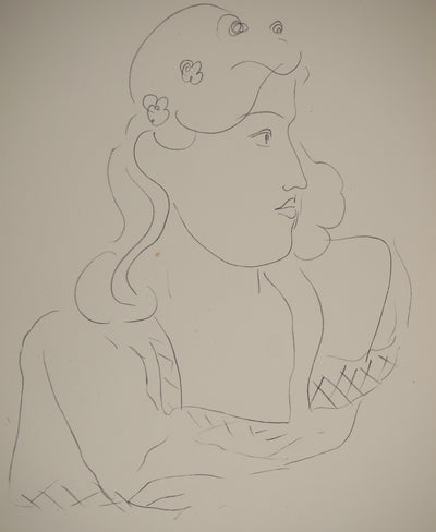 Henri MATISSE : Jeune fille à la couronne de fleu, Lithographie originale (photo de détail 2) - Crédit photo : Galerie Art.Paris