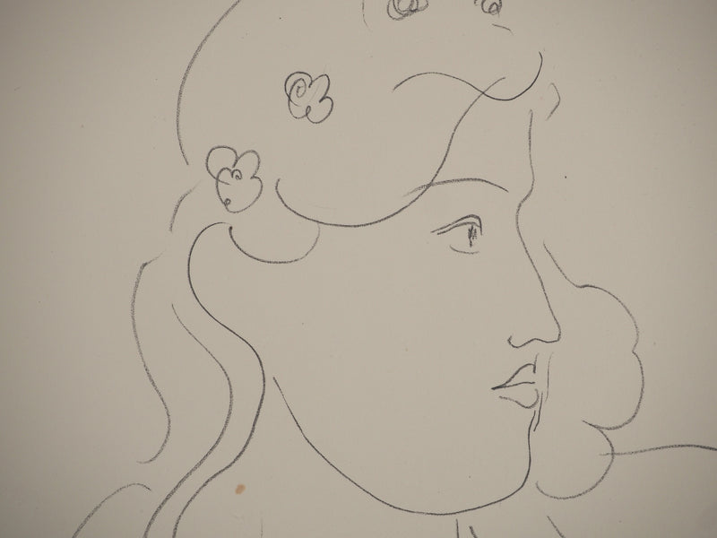 Henri MATISSE : Jeune fille à la couronne de fleu, Lithographie originale (photo de détail 4) - Crédit photo : Galerie Art.Paris