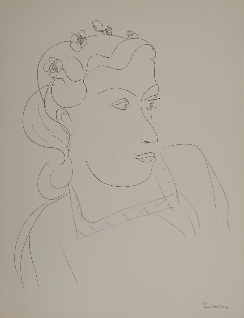 Henri MATISSE : Buste féminin aux fleur, Lithographie originale (vue générale) - Crédit photo : Galerie Art.Paris