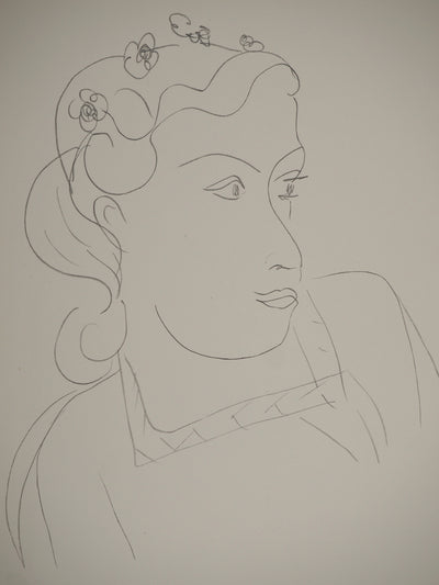 Henri MATISSE : Buste féminin aux fleur, Lithographie originale (photo de détail 2) - Crédit photo : Galerie Art.Paris