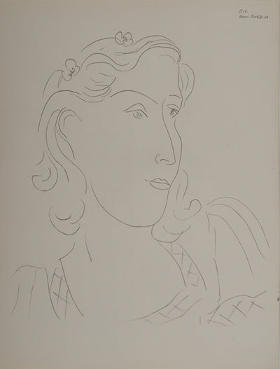 Henri MATISSE : Profil coiffé avec des fleur, Lithographie originale (vue générale) - Crédit photo : Galerie Art.Paris