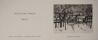 Jacques HALLEZ : Paysage enneigé, Gravure originale (vue générale) - Crédit photo : Galerie Art.Paris