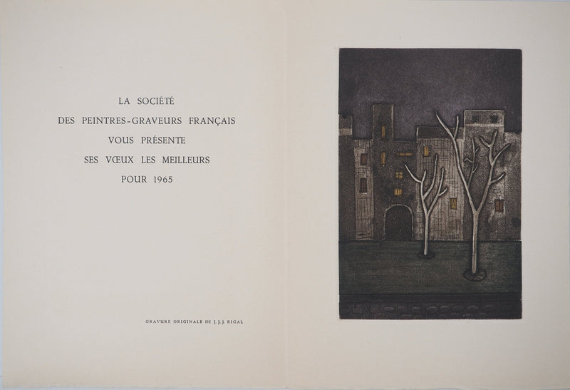 Jacques Jean Joachim RIGAL : La Rue de nuit,, Gravure originale (vue générale) - Crédit photo : Galerie Art.Paris