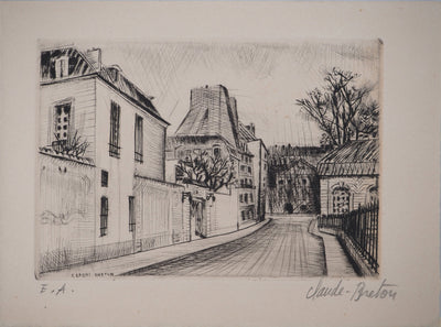 Claude BRETON : Rue d'une ville, Gravure originale (photo de détail 3) - Crédit photo : Galerie Art.Paris