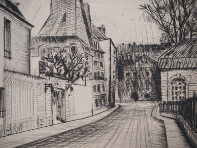 Claude BRETON : Rue d'une ville, Gravure originale signée